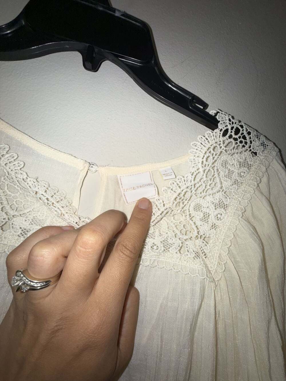 Zac & Rachel Cream Boho Blouse with Lace Detail and Lantern Sleeves - Picture 2 of 5